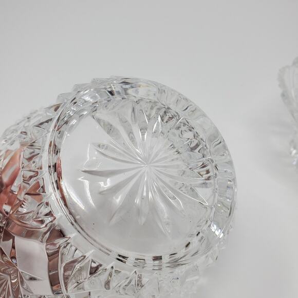 Vintage Etched crystal 2.5" Pillar candle holders Set of 2 - Picture 2 of 5